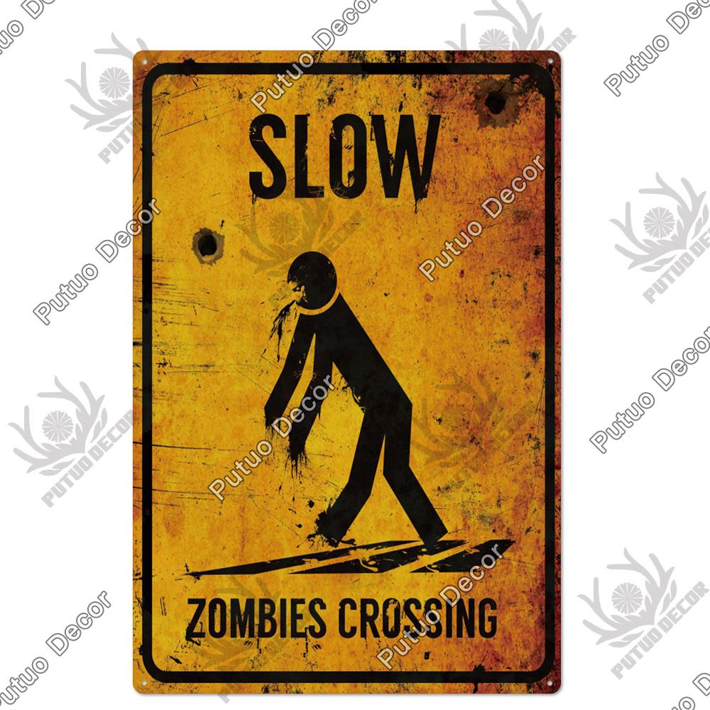 Decor Zombie Vintage Tin Sign Plaque Metal Plate Retro Posters Wall Decor for Bar Pub Club Man Cave Art Painting