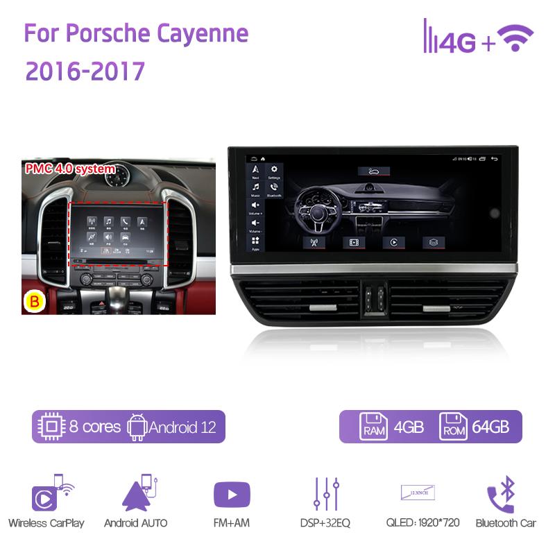 12.3Inch Pentru Porsche Cayenne 2011-2017 Navigație GPS Player Multimedia Auto Radio Android12 8+128G 8Core CarPlay 4G Cameră 360