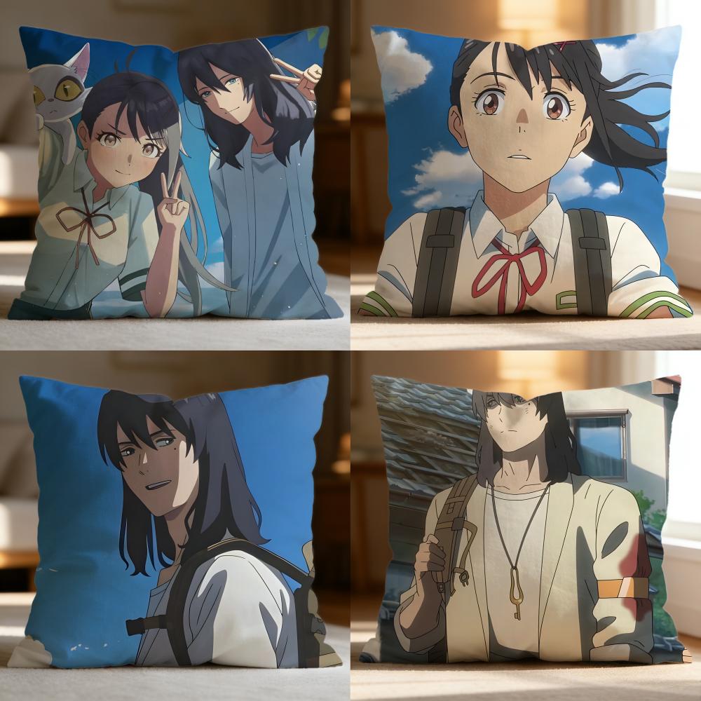 Popular S-SSuzume Cushion Cover Soft Washable Pillow Case Multi-Scene for Couch Bed Travel Office Use