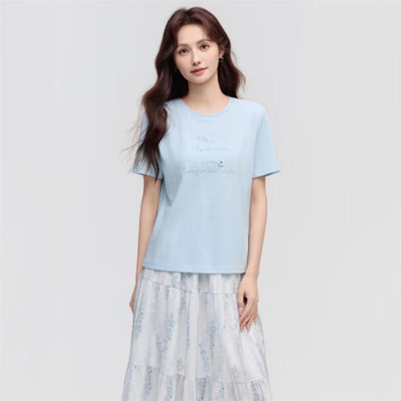 

INMAN Women s Letter Embroidered Short Sleeve T-Shirt M