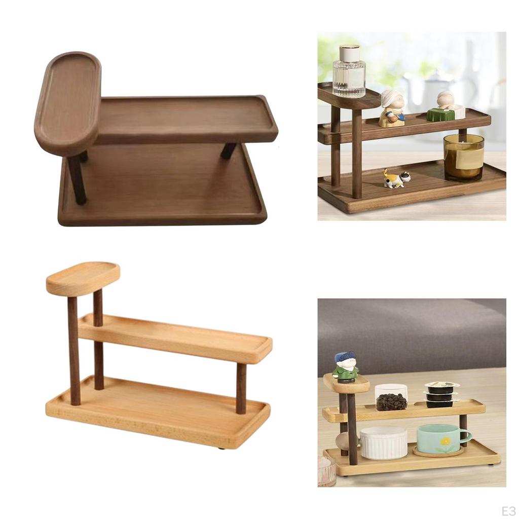 Desk Shelf Organizer 3 Tier Minimalist Small Potted Plant Stand Wooden Pedestal Display Rack