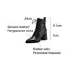 Fashion NEW Autumn Women Boots Genuine Leather Shoes for Women Pointed Toe Chunky Heel Shoes Lace-up Zipper Modern Boots High Heel Boots