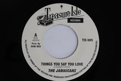 7-Zoll Schallplatte JAMAICANS / THREE TOPS - Things You Say You Love / It's Rain TIS005 Treasure Isle UK Reggae, Ska & Dub Gebraucht