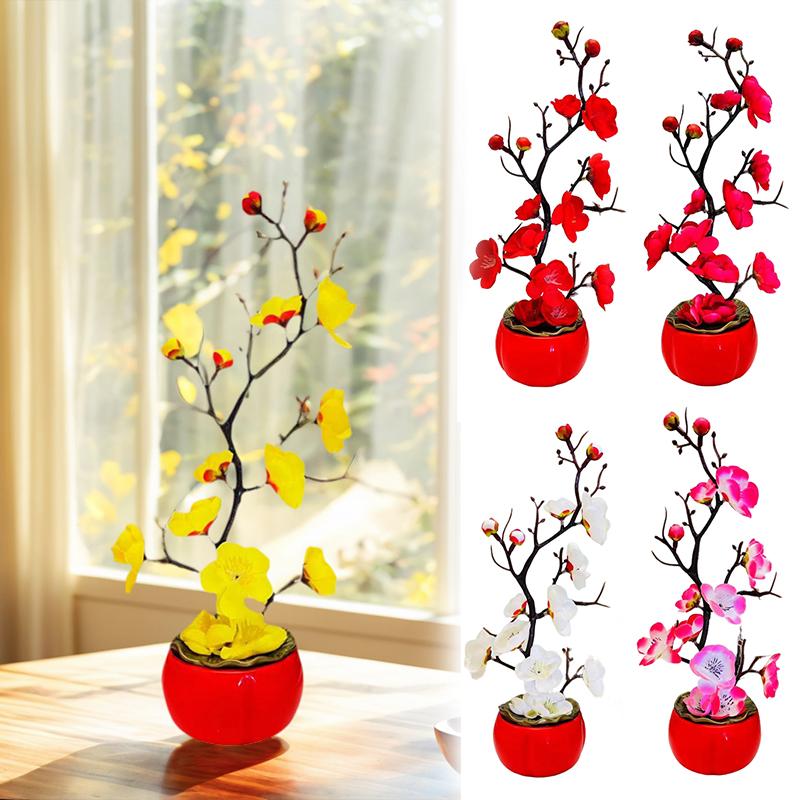 1PC Home Decoration Oriental Style Natural Bonsai Mini Single Stem Desktop Artificial Plant