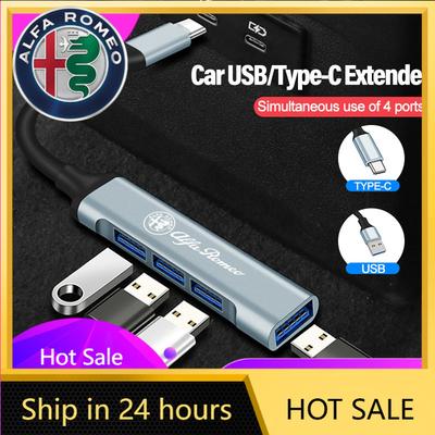 Car Stickers For Alfa Romeo Car 4 Ports USB Type-C High Speed Conversion Adapter Accessories For Alfa Romeo 4C 159 166 Spider Gi