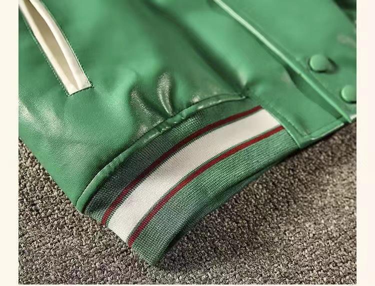 Chaqueta de Béisbol de Cuero PU y Algodón para Hombre, Tendencia Americana - Abrigo de Piloto de Invierno para Parejas, Acolchada Casual.