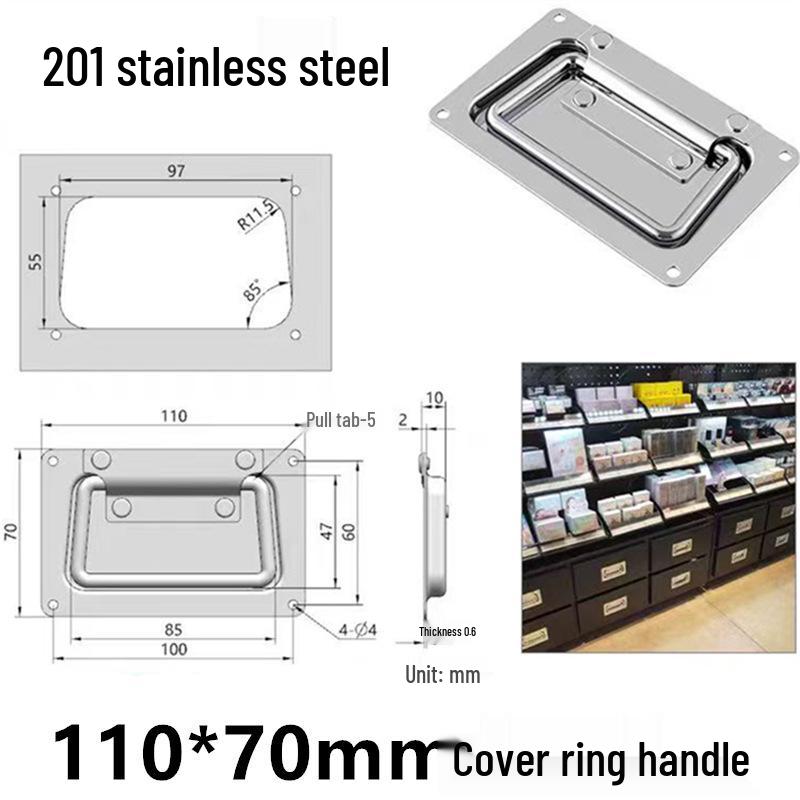 

Stainless Steel Aviation Case Pull Handle 110x70 - Embedded Tool Box Lid Ring & Cabinet Accessory