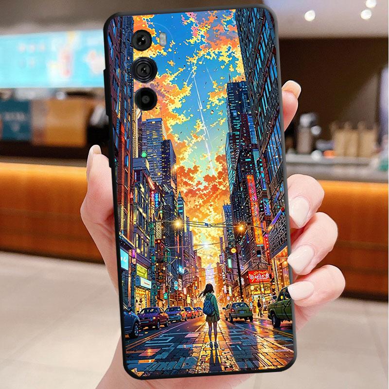Japan Anime Street View Landscape Phone Case For Motorola Edge 60 50 40 Pro 60 50 40 30 Ultra Neo Fusion Moto G Play G Stylus G