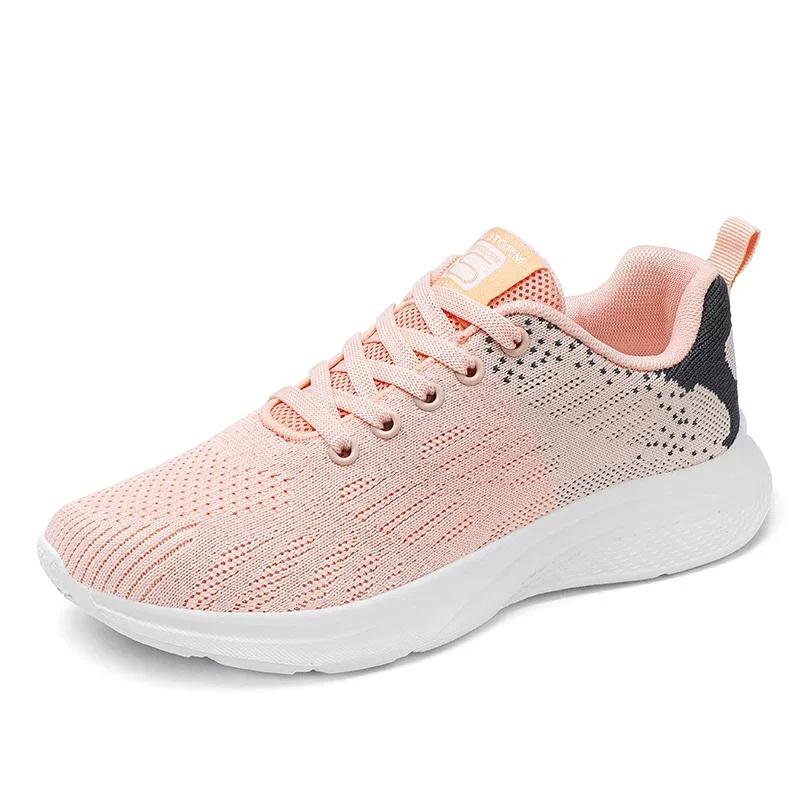 Women Flying Weave Soft Casual Sneakers Ladies Non-Slip Fashion Jogging Shoes Lightweight Four Seasons Breathable Running Shoes