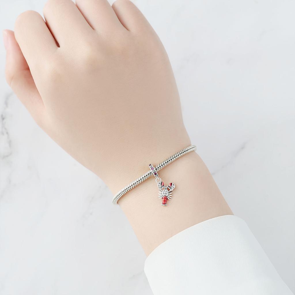Beads Copper Charms Original Red Crayfish Ocean Pendant Beads Fit Bracelet Jewelry Diy Women Fine Gift Accessory