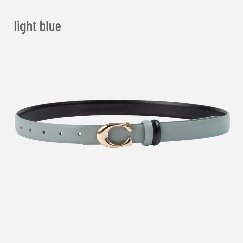 

Женский кожаный ремень с пряжкой в виде буквы C - Мода в корейском стиле, Универсальный декоративный ремень из натуральной кожи для осени и зимы 105 cm