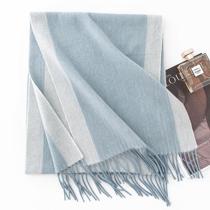 

Wool Scarf Autumn and Winter Double Sided Solid Color Scarf Women s Thickened Warm Shawl Simple Tassel Versatile Scarf 35*195cm