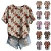 Women's Cute Sweater Knitted Fashion Casual Round-neck Short-sleeved  Cozy Print Top