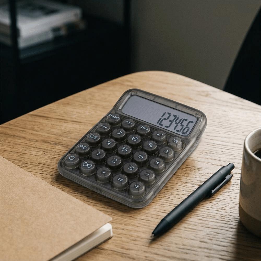 12-digit Display Electronic Calculator Transparent Large Button Mechanical Keyboard Calculator Anti-slip Pad High Appearance