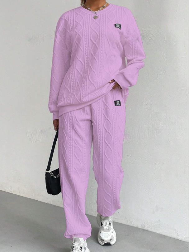2024 Autumn/Winter Women's Jacquard Long-Sleeve Sweatshirt and Pants Set