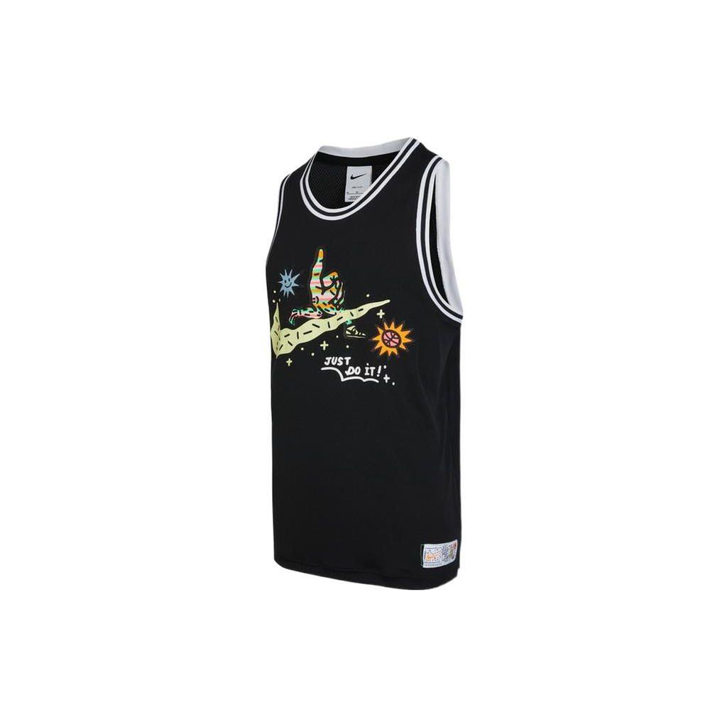 Nike Dri-Fit Printed Breathable Basketball Tank Top Men Tops Black DV3191-010