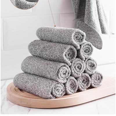 Bamboo Charcoal Fiber Wipe Table Rag Household Kitchen Cleaning Cloth Remove Oil and Stains, No Hair Loss, Absorb Water and Dishwash Towel