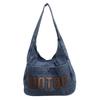 Student Shoulder Bag Letter Print Denim Bag Women's Large Capacity Commuter Tote Bag