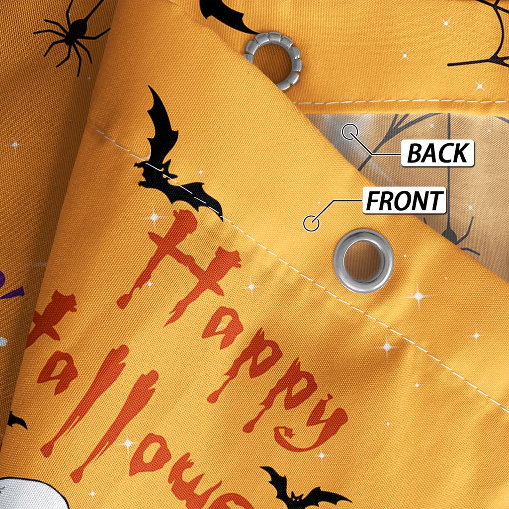 1 Stück 180x180cm Halloween orange Totenkopf bedruckte Duschvorhang-Trennwand, Badezimmer wasserdicht und schimmelresistent