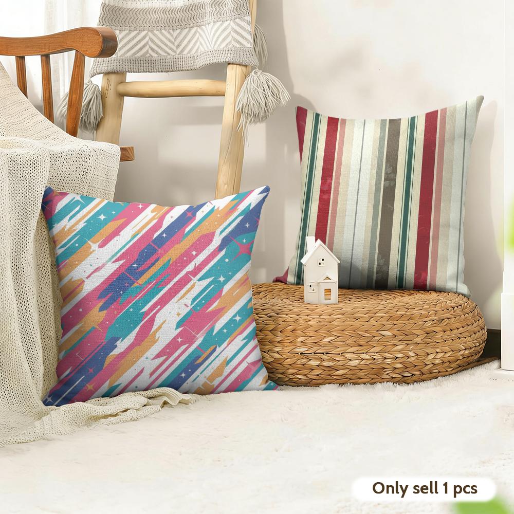 Classic Striped Cushion Cover Natural Linen Organic Fabric DoubleSided Printing Couch Pillow Covers Home Decor