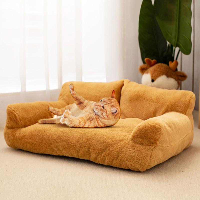 Winter Plush Sofa Pet Bed Thermal Insulation Cat Dog House Washable Removable Cover Wear Resistant Mat Durable Animal Cushion Comfortable Indoor Bed