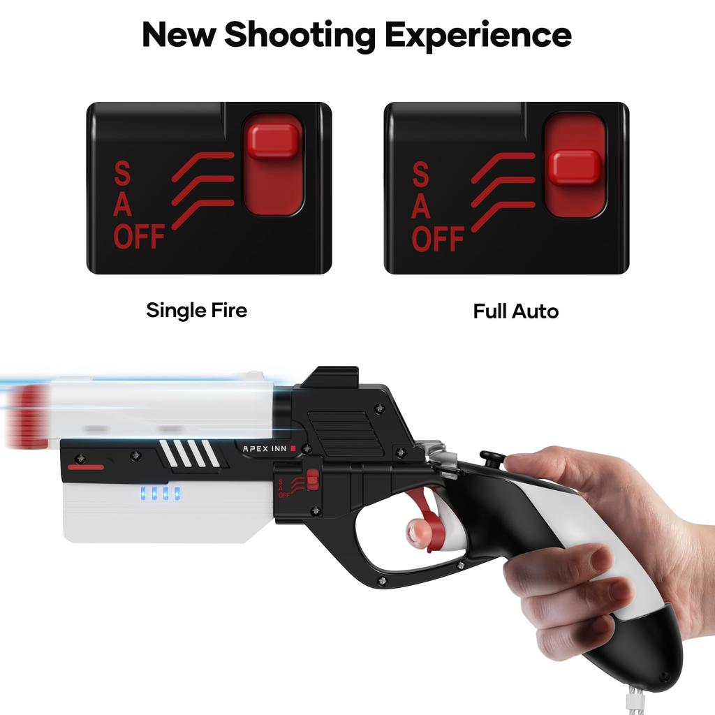 APEXINNO VR Elektrische Schaftabdeckung für Meta Quest 3 VR-Controller-Griff für Oculus Quest 3 Verbesserte VR-FPS-Realität Schieß-Imitations-Pistolengriff für VR