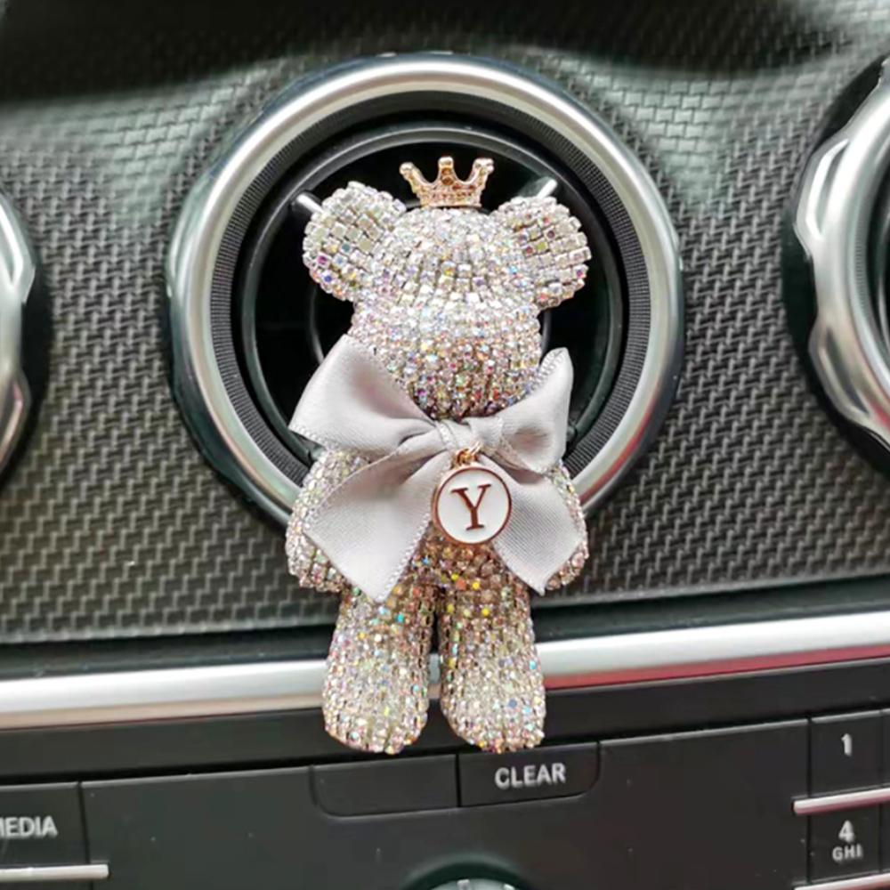 Crystal Diamond Cute Bear Car Fragrance Perfume Clip Air Outlet Aroma Air Fresher Decoration Accessories Aromatherapy