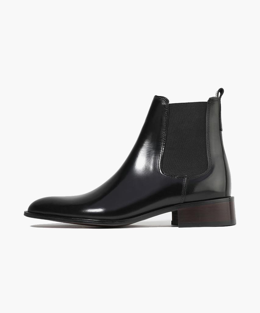 Firenze Atelier Sharpline Minimal Glossy Cowhide Chelsea Boots 3331-B [Black Box]
