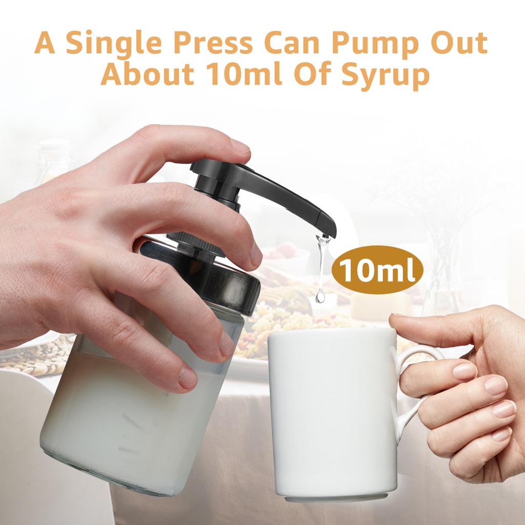 6Pcs Coffee Syrup Pump Reusable Pump Bottle Dispenser 10CC No Dripping Pressed Coffee Syrup Pump Dispenser with Mouth Cover