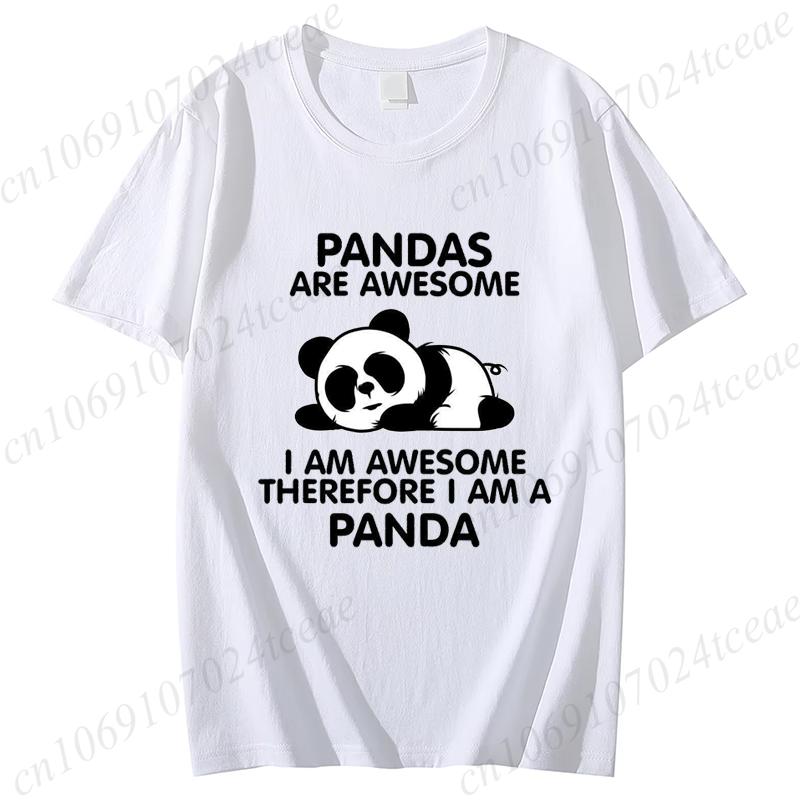 Pandas Are Awesome Print Unisex Tshirt Casual Tshirt Summer Lazy Panda Animal Graphic Fashion Female Tee T Shirts Unisex Clothing