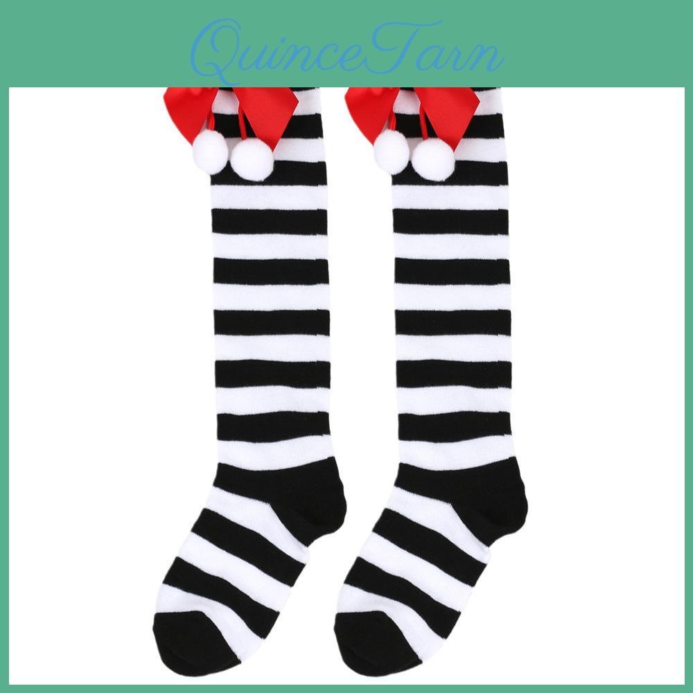 Cute Butterfly Bow Christmas Socks For Girls Long Tube Polyester Fabric