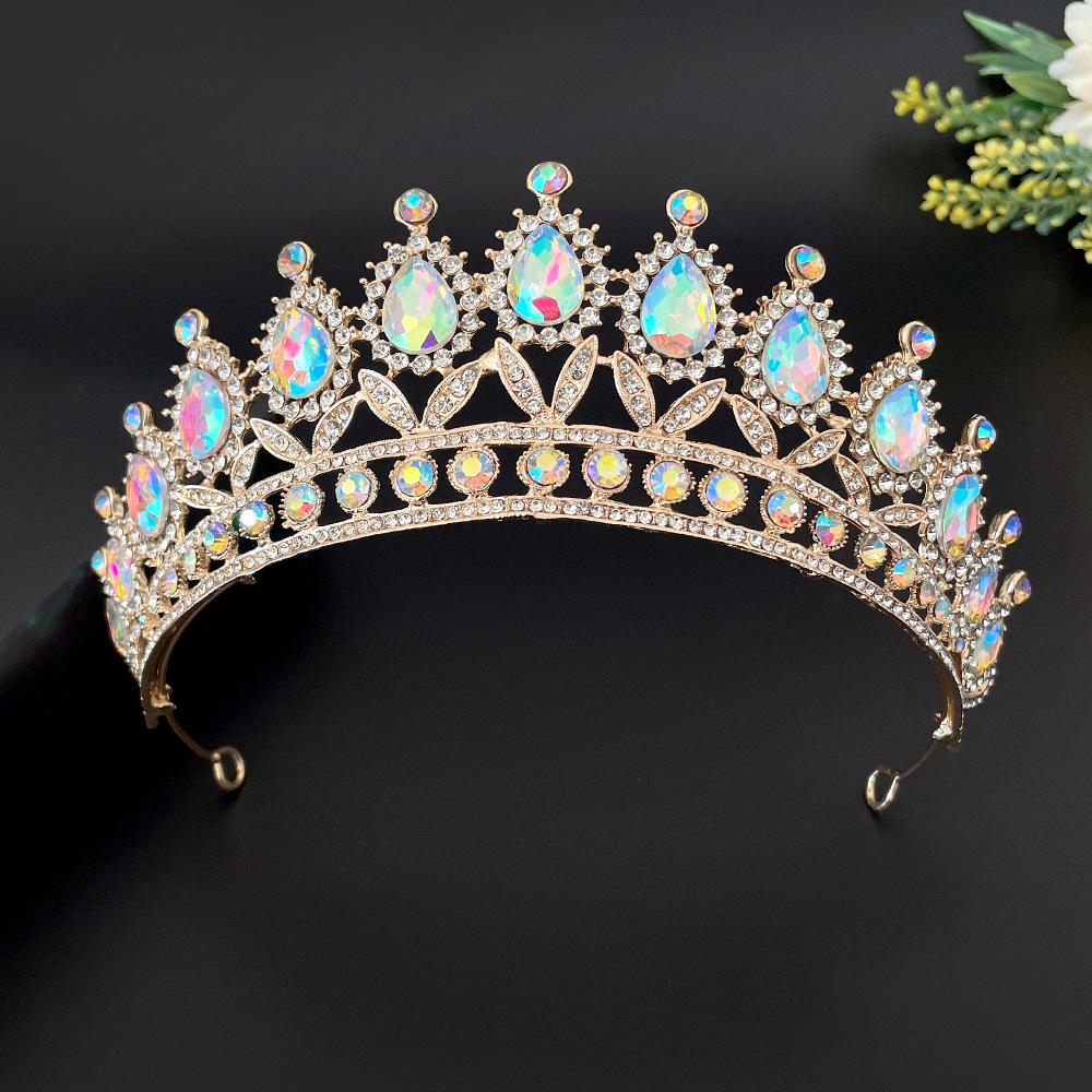 Bridal Crown Baroque Drop Diamond Princess Crown Performance Birthday Tiara Wedding Dress Accessories