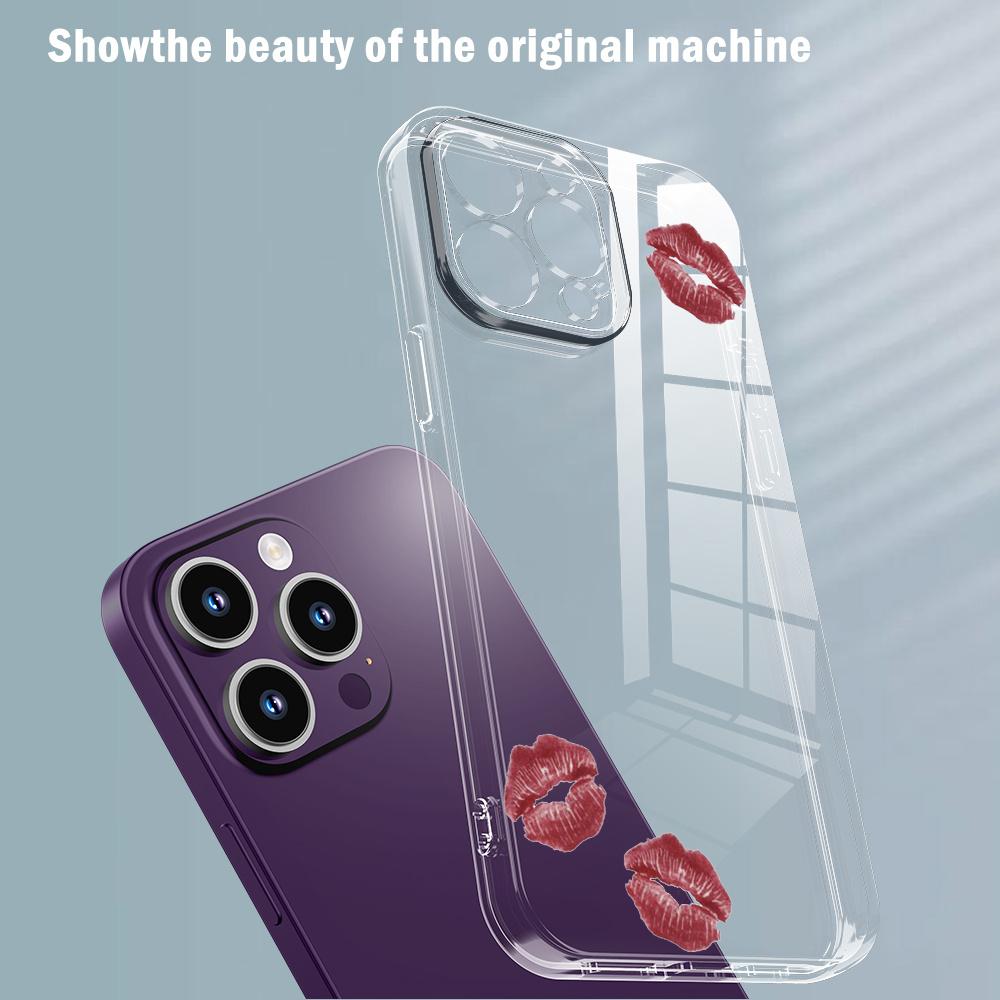 Sexy red lip print phone case suitable for iPhone 17 16 15 14 13 12 11 Pro/Max/Plus anti drop and shockproof back cover