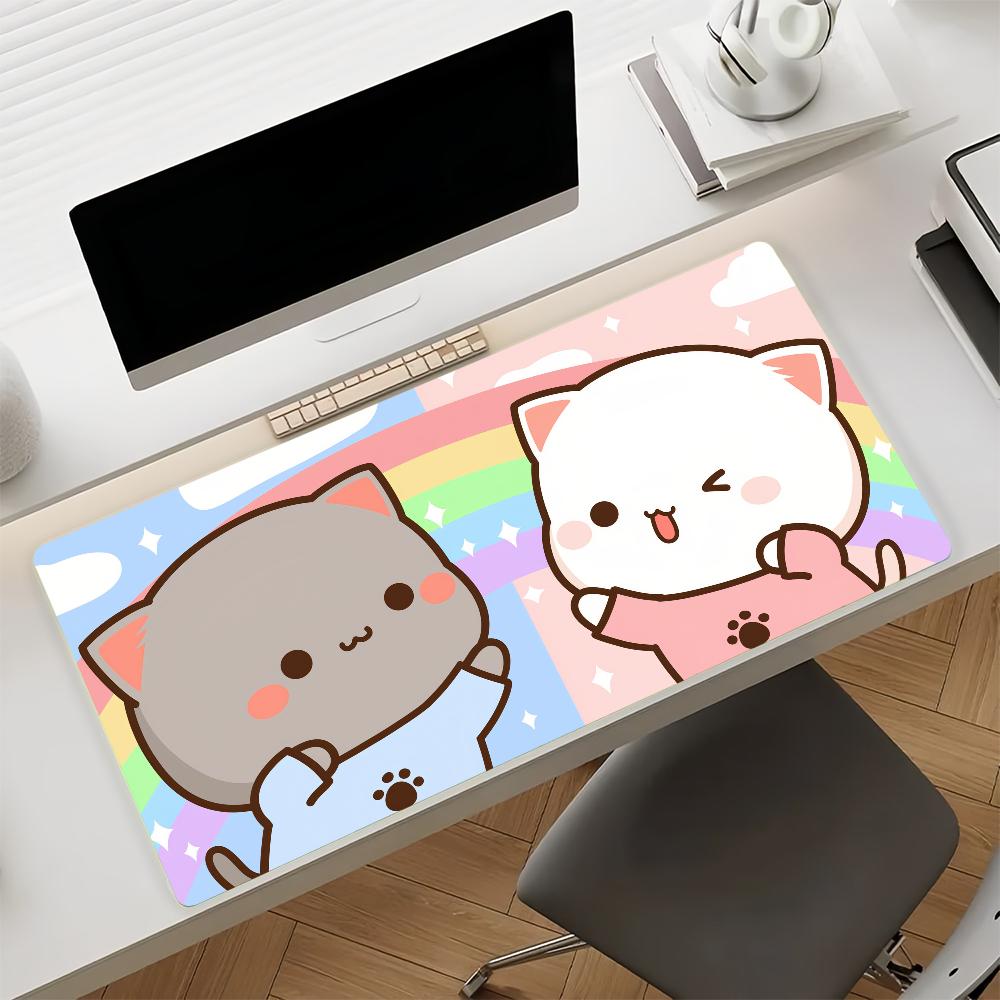Tappetino per Mouse Cartoon Gatto Pesca GGomaS Mousepad Gomma Antiscivolo Tappetino per Computer da Gioco Balance Decorazione Deskmat Laptop Ufficio Grande