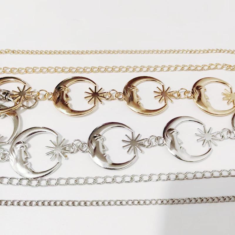1Pc Multilayer Women  Belt Hip High Waist Chain Sun Metal Belts