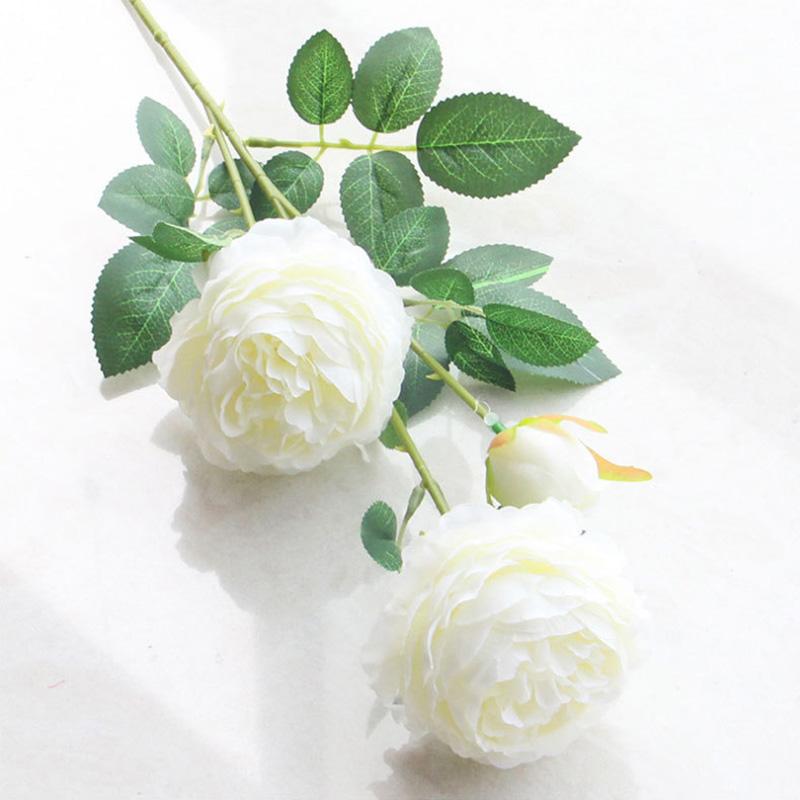 Charm 3 Köpfe Künstliche Blume Pfingstrose Home Hochzeit Dekoration Seide Gefälschte Blume Rosa Europäische Rose Weiß