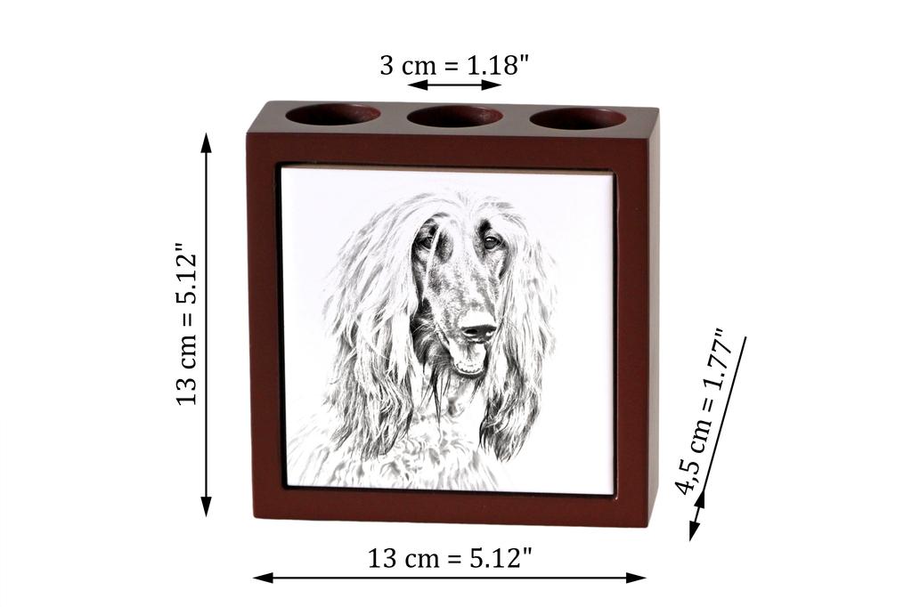 Afghan Hound, Tazi – Pen holder with a dog, desk organizer with a print | Art-Dog