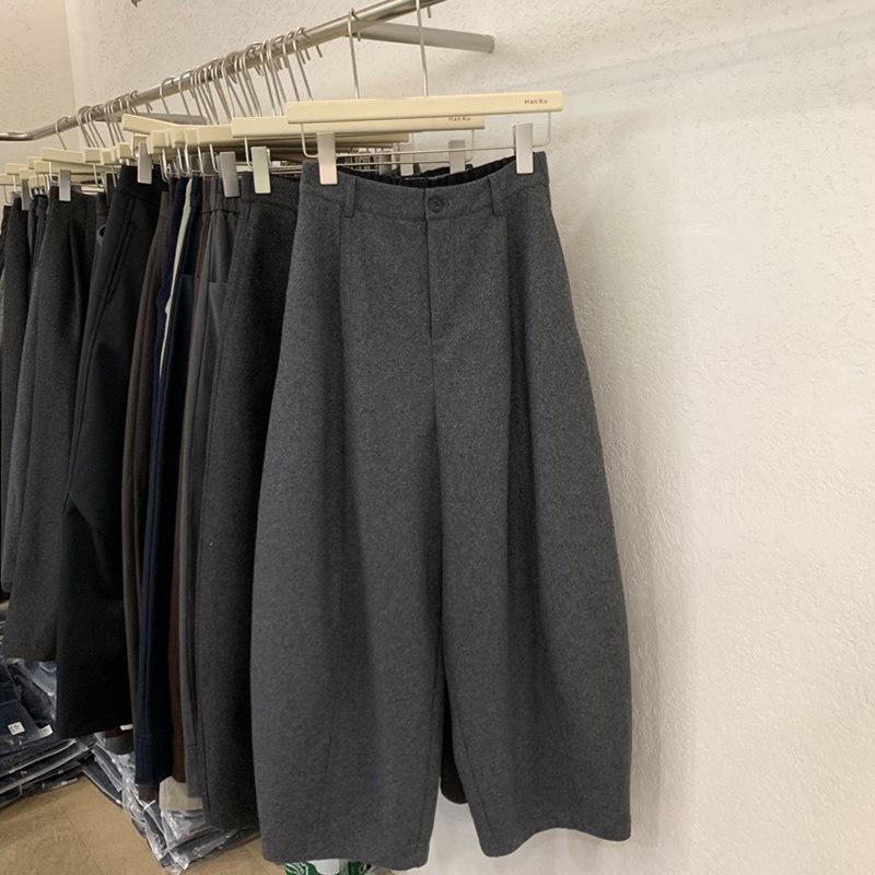 2026 Women s Plus Size High Waist Woolen Velvet Wide-Leg Pants for Slimming Pear Shapes - Autumn/Winter Collection S