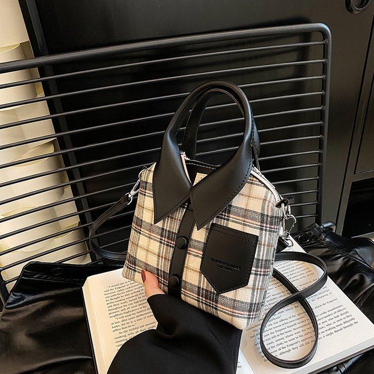 Creative Cloth Design Women Shoulder Bags Ctrast Color Plaid Ladies Crossbody Bag Funny Portable Versatile Female Handbags