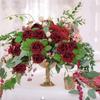 Rose Head Artificial Flowers for Arrangement Decoration 5 pcs - Dark Pink