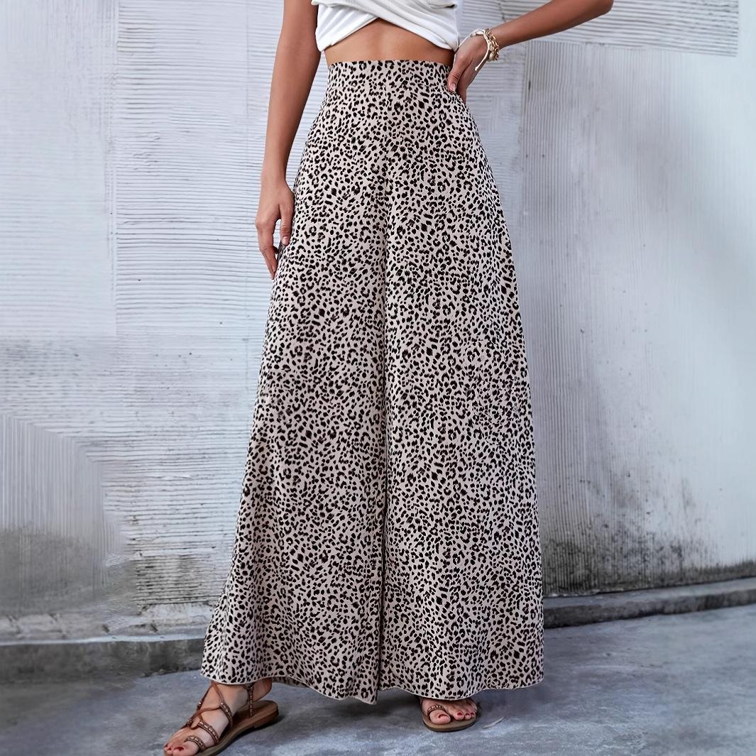 

весна Женские брюки с высокой талией Повседневные свободные брюки с широкими штанинами с леопардовым принтом Вечеринка Уличная одежда осень Модные длинные брюки женские XXL