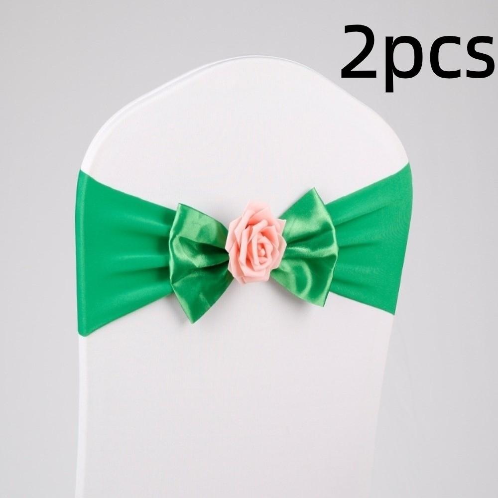 2pcs Vintage Satin Chair Sashes Band Multicolor Chair Back Flower Durable Chair Bow Tie Birthday
