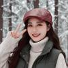 Autumn Winter Leather Beret British Style Newsboy Hat Painter Hat Flat Cap  Fashion Lovers
