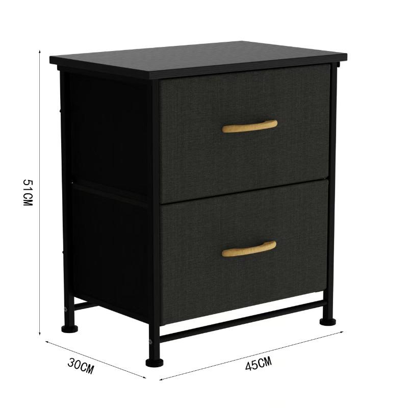 Modern Solid Wood Bedside Cabinet, Multi-Tier Double Drawer Nightstand, Freestanding Storage Unit,  Large-Capacity Organizer