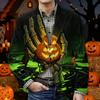 Men's Corduroy Blazer Jacket with Halloween Print Warm Casual Suit Coat with Pockets Comfortable Fit Lightweight Design for Everyday Wear