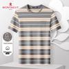 MONTAGUT Men's 100% Cotton Color Block Stripe Round Neck T-Shirt