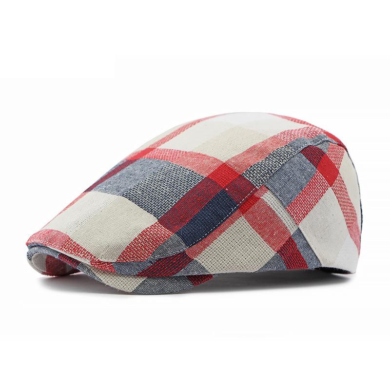 Men Women's Beret Plaid Cap Vintage Paintwork Hat