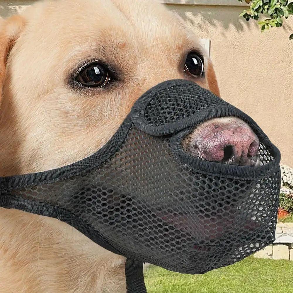 Adjustable Strap Mesh Dog Muzzle Breathable Pet Mouth Mask Comfortable Dog Mouth Cover  Medium Dogs