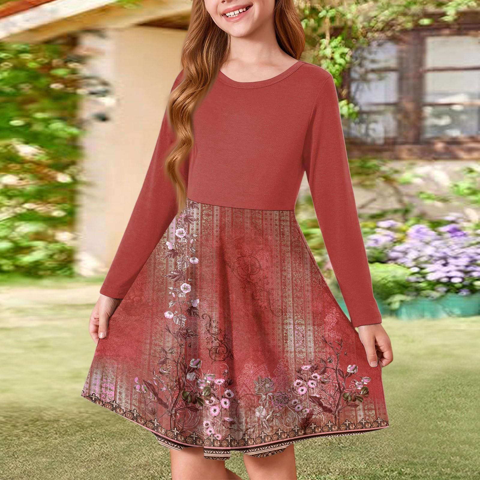 

Летнее платье принцессы для девочек - платье-футболка А-силуэта с длинными рукавами 160 винный