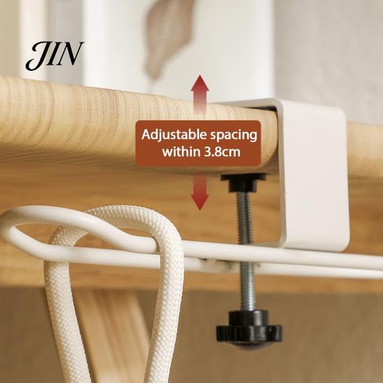 Table Edge Storage Hook Clamp-On Hook, Adjustable No Punch Durable Carbon Steel Desktop Easy Install Desk Rack Organizer, Space Saving for Bags